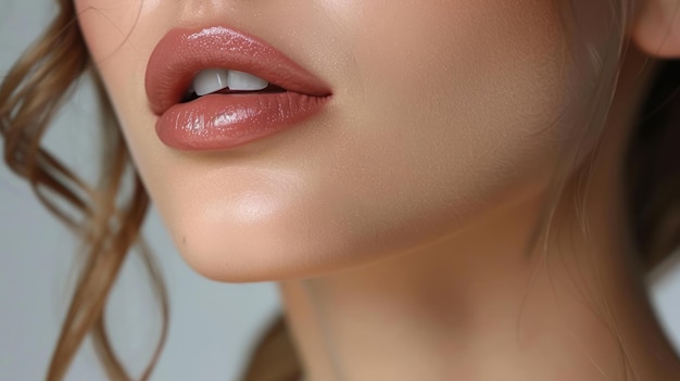 A woman is given beauty injections a filler is injected into the wrinkles of the skin of the neck closeup injections filling with filler circles of venus on the neck