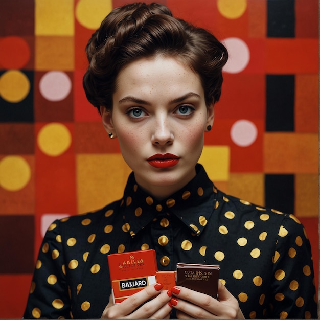 a woman is holding a box of cigarettes and a box of cigarettes