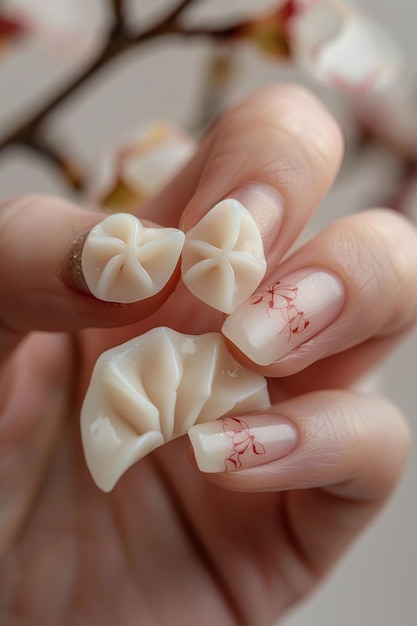 a woman is holding a cupcake with the letters  i love  on the nails