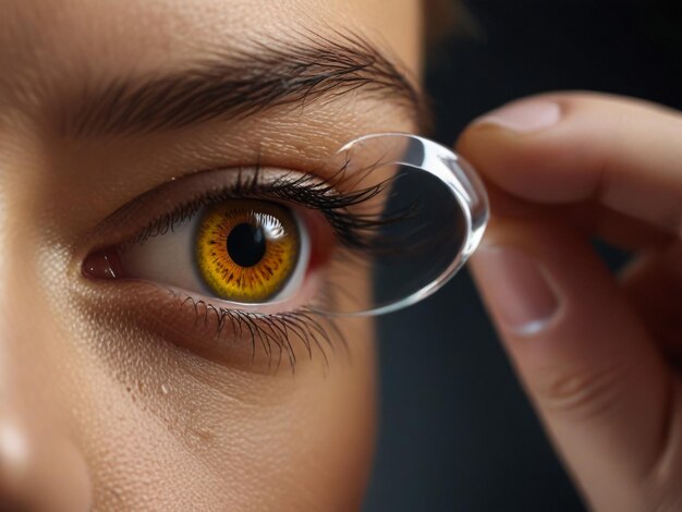 Photo a woman is holding a metal ring that has the word eye on it