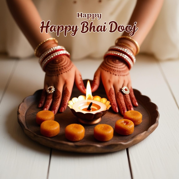 a woman is holding a tray of donuts with a candle on it