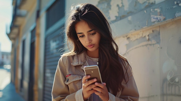 a woman is looking at her phone and she is looking at her phone