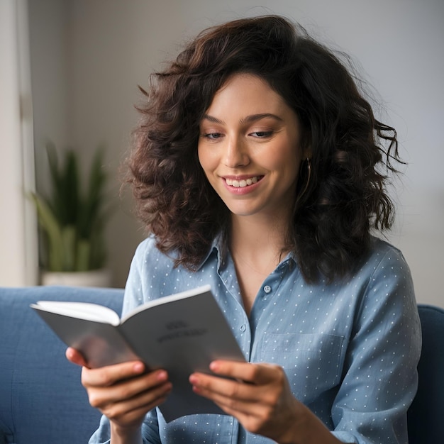 a woman is reading a book with the word the word on the page