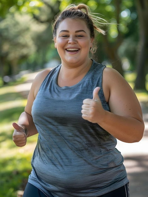 a woman is smiling and giving a thumbs up sign