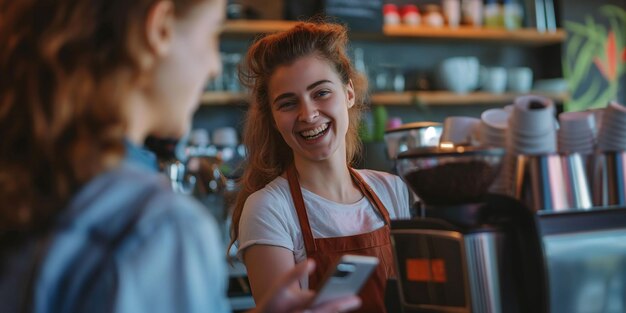 a woman is smiling and holding a cell phone