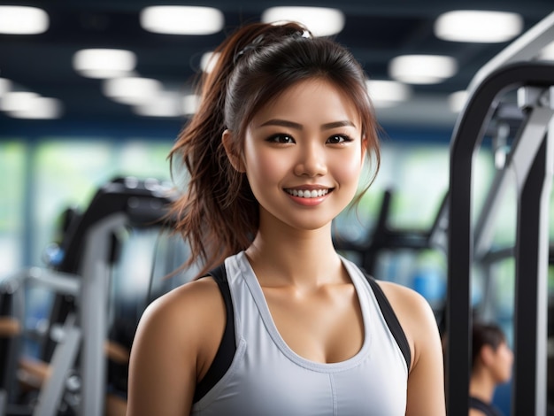 a woman is smiling and looking at the camera with a smile on her face