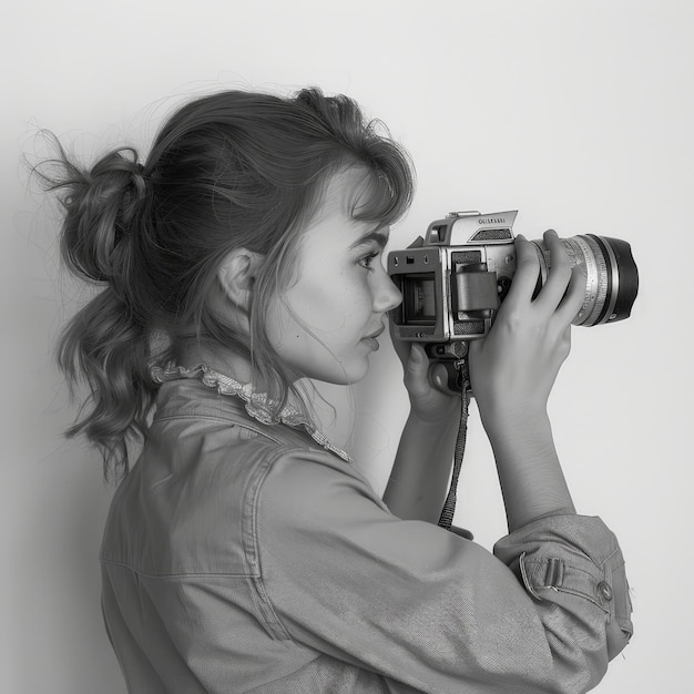 a woman is taking a photo with a camera