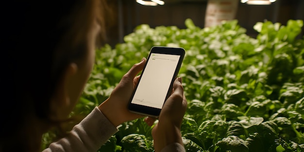 Photo a woman is using a cell phone with a screen that says  send your message