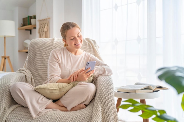 Woman is using phone