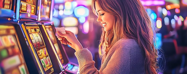 Photo a woman is using a tablet in a bar