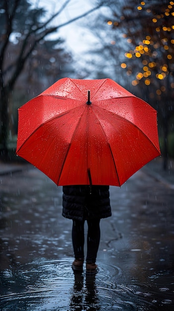 a woman is walking in the rain with an umbrella