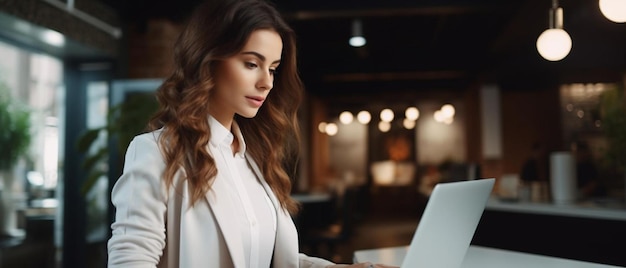 a woman is working on a laptop in a dark room