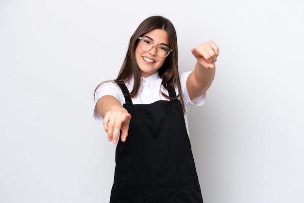 Woman over isolated background