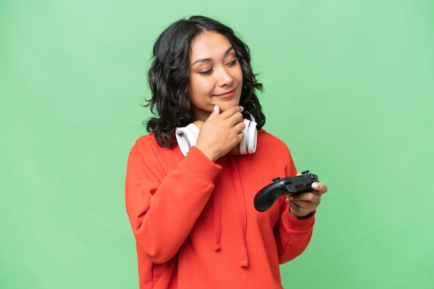 Woman over isolated background