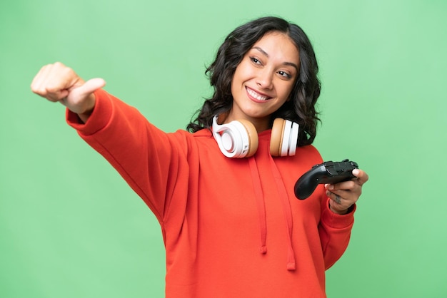 Woman over isolated background