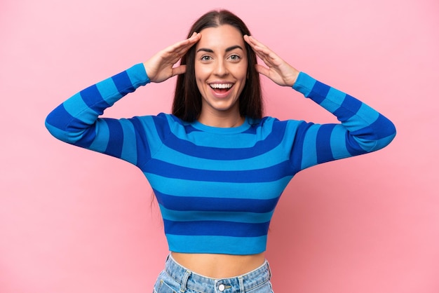 woman isolated on pink background