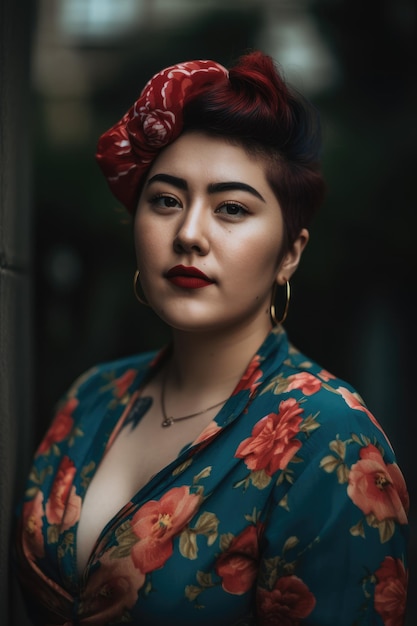 A woman in a kimono with a flower in her hair