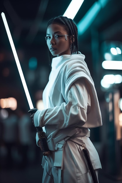 a woman in a kimono with a sword in her hand