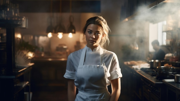 a woman in a kitchen