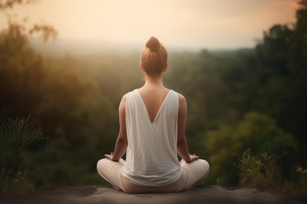 woman lifestyle balanced practicing meditate and zen AI generated