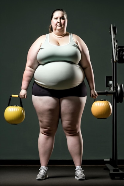 A woman lifting weights in a gym