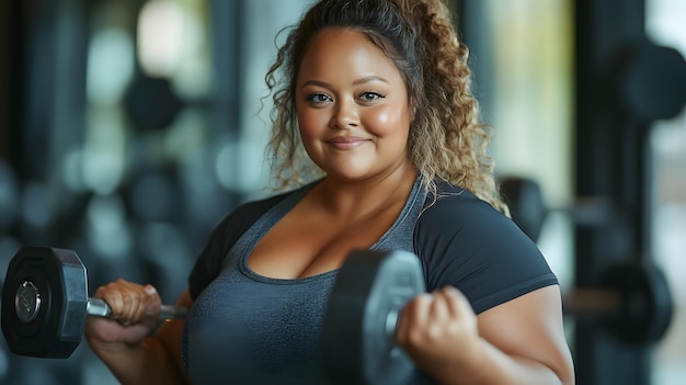 a woman lifting weights with a weightlifter