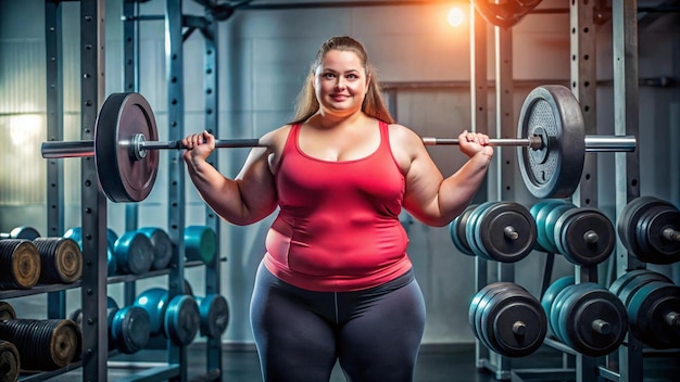 Photo a woman lifts a barbell with a barbell