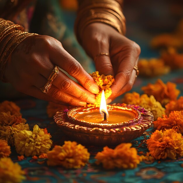 Photo a woman lighting a candle with the word  on it