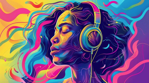 Woman Listening to Music With Headphones On