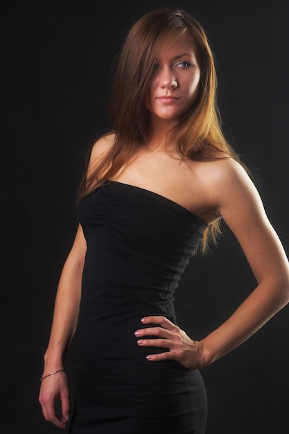 Woman in little black dress