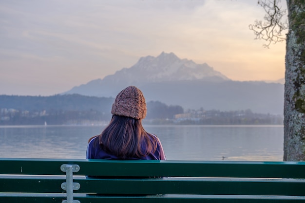 Woman looking view.