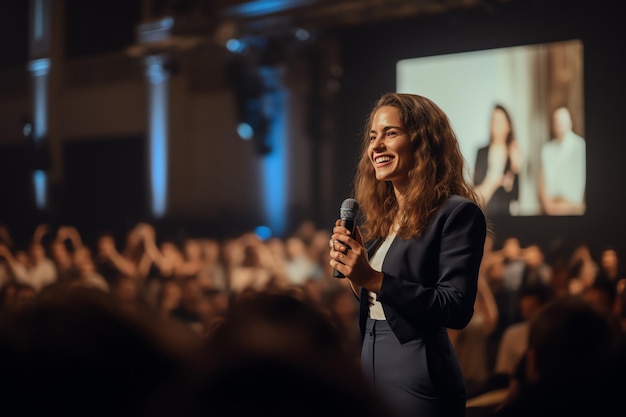 WOMAN MAKES KEY NOTE PRESENTATION