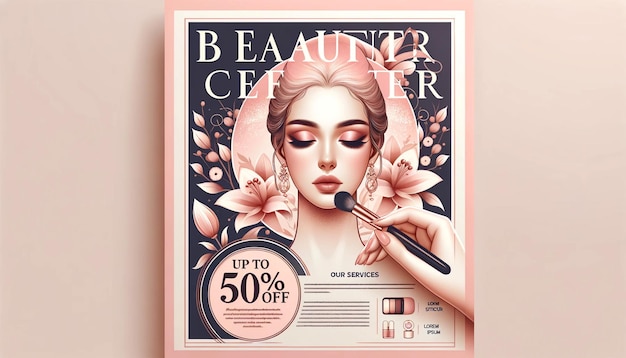 a woman makeup and cosmetics For social media template design post banner