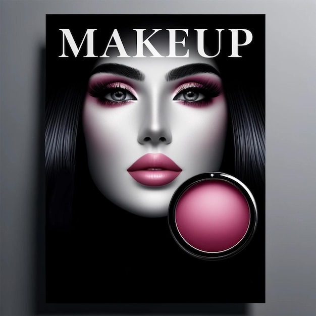 a woman makeup and cosmetics For social media template design post banner