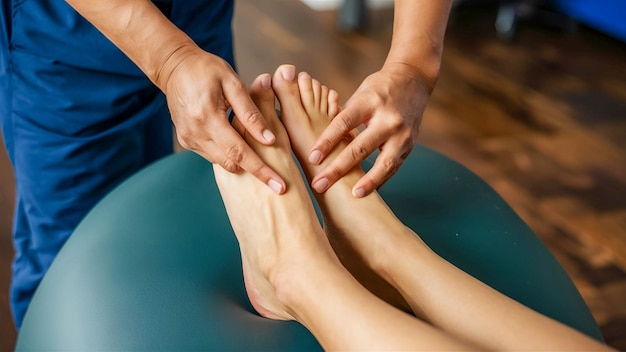 Photo a woman and a man with the foot raised