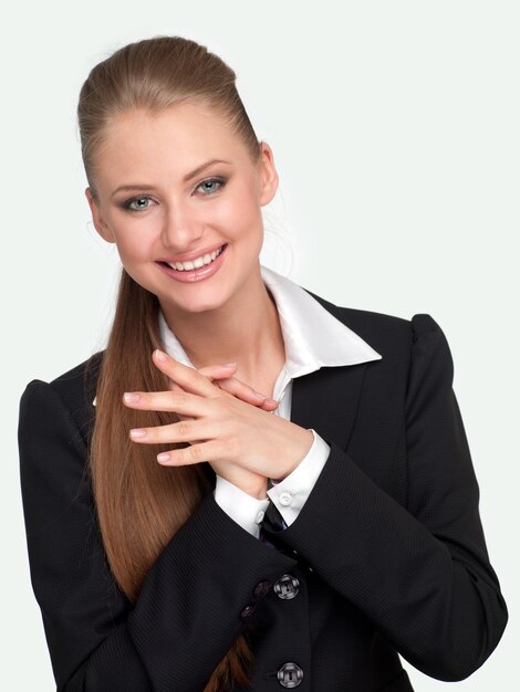 Woman manager in a suit on an isolated background