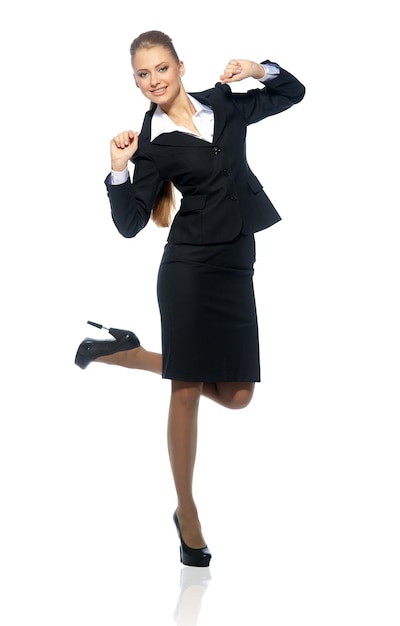 Woman manager in a suit on an isolated background