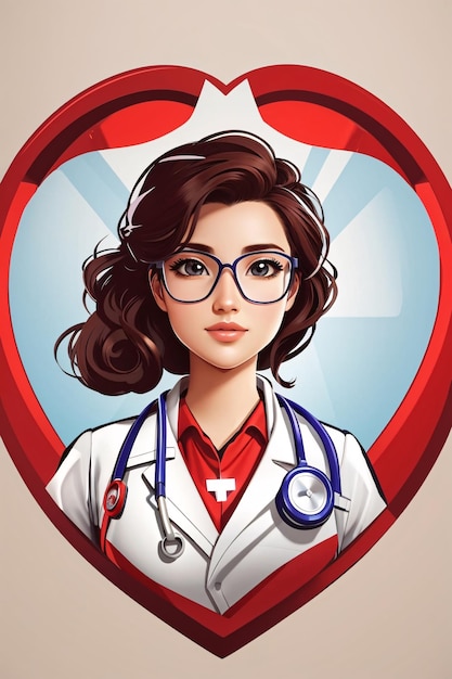 Woman Medic Cartoon Vector Art Illustration Logo