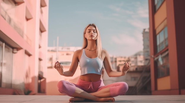 A woman meditating in a yoga pose