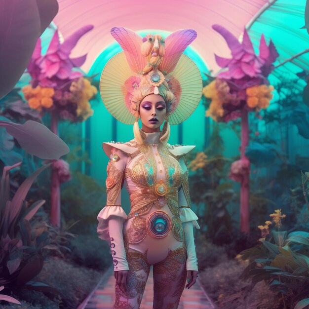 a woman in a mermaid outfit is walking through an underwater exhibit