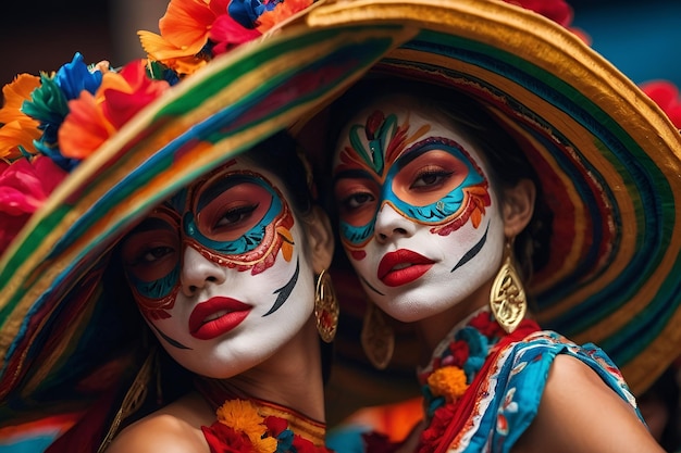 a woman in mexican costumes on traditional culture fashion