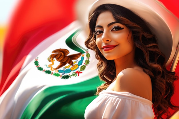 A woman and Mexican flag independence of Mexico Independencia de Mxico