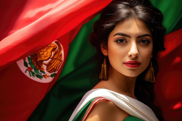 A woman and Mexican flag independence of Mexico Independencia de Mxico