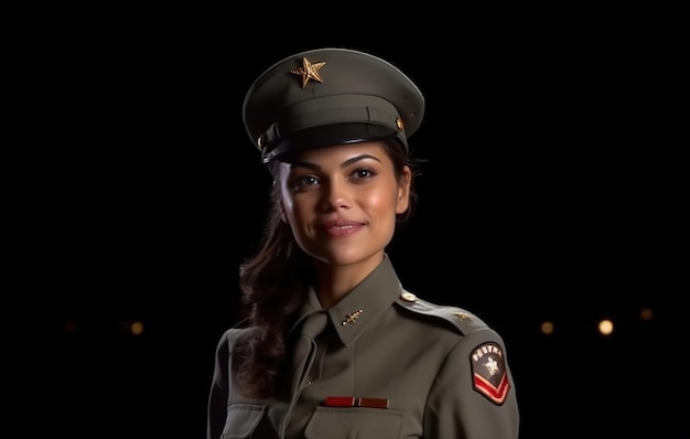 A woman in a military uniform with a star on the front.