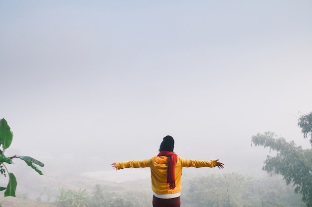 woman among mist to freedom