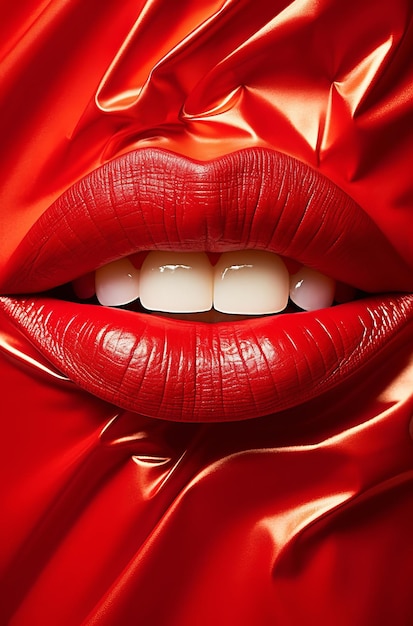 Woman mouth red lipstick beauty female macro glamour fashion sensuality closeup bright