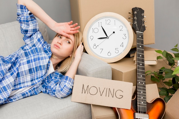 Woman moving to a new house