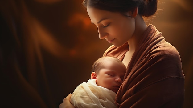 Woman nursing a baby signifying motherhood and care