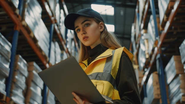 Woman Overseeing Warehouse Inventory