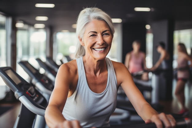 Woman Participating in a Spinning Class at the Gym Generative Ai